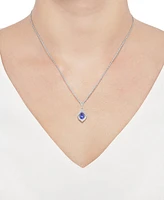 Tanzanite & Lab-Grown White Sapphire 18" Pendant Necklace in Sterling Silver