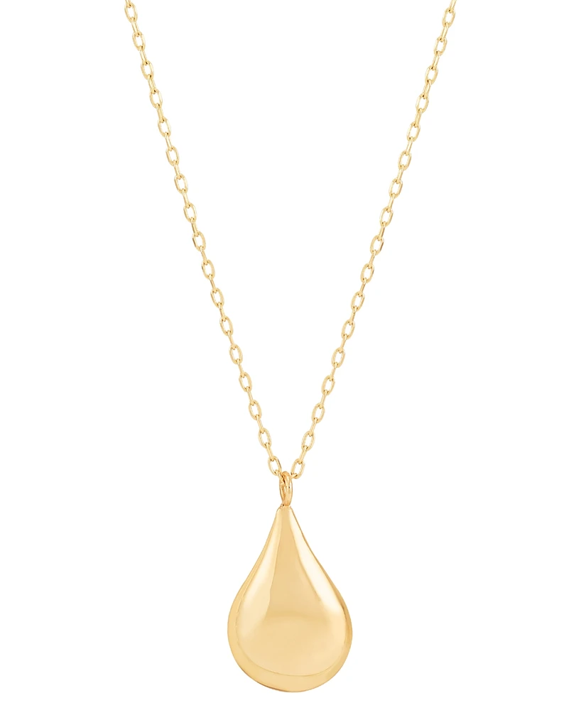 Italian Gold Polished Teardrop 18" Pendant Necklace in 10k Gold