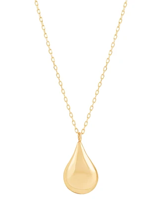 Italian Gold Polished Teardrop 18" Pendant Necklace in 10k Gold