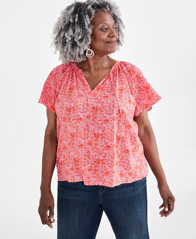 Style & Co Plus Size Flutter-Sleeve Top, Created for Macy's