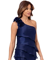 Xscape Women's Tiered Chiffon One-Shoulder Dress