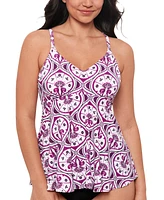 Swim Solutions Women's Tiletale V-Neck Tankini Top, Created for Macy's