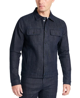 Kenneth Cole Men's Rinsed Denim Snap-Front Trucker Jacket