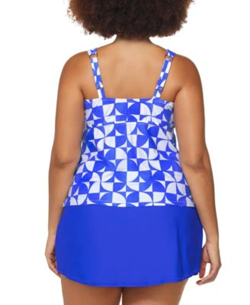 Raisins Curve Trendy Plus Tanzania V Neck Tankini Top Bravo High Rise Swim Skirt