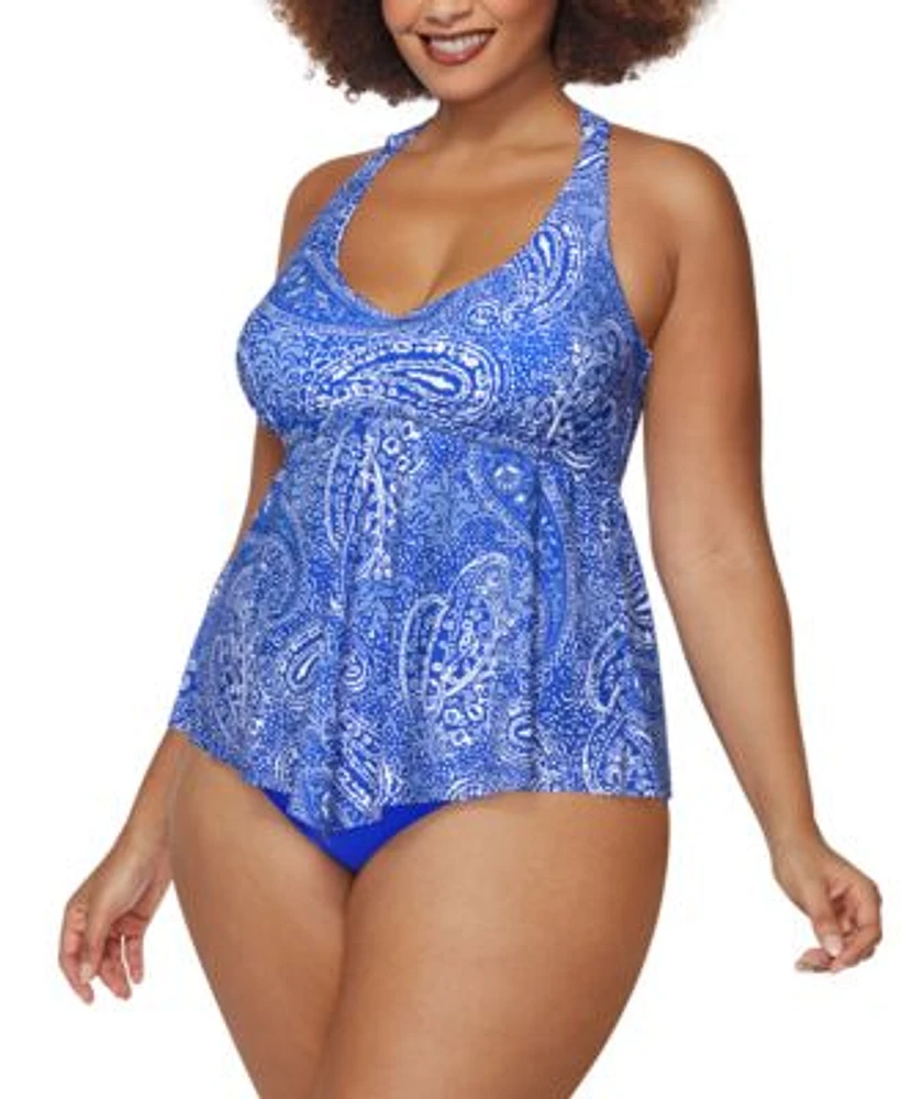 Raisins Curve Trendy Plus Size Aviva V Neck Tankini Top Bottoms