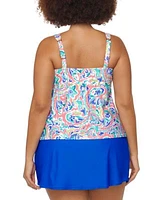 Raisins Curve Trendy Plus Size Rimini V Neck Tankini Top Swim Skirt