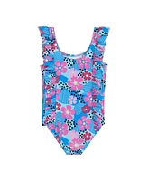 Andy & Evan Little Girls Toddler/Child Aqua Floral Print One-Piece Swimsuit