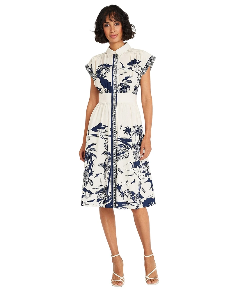 Maggy London Women's Printed Button-Down Dress