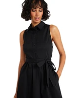 Maggy London Women's Sleeveless Tie-Waist Shirtdress