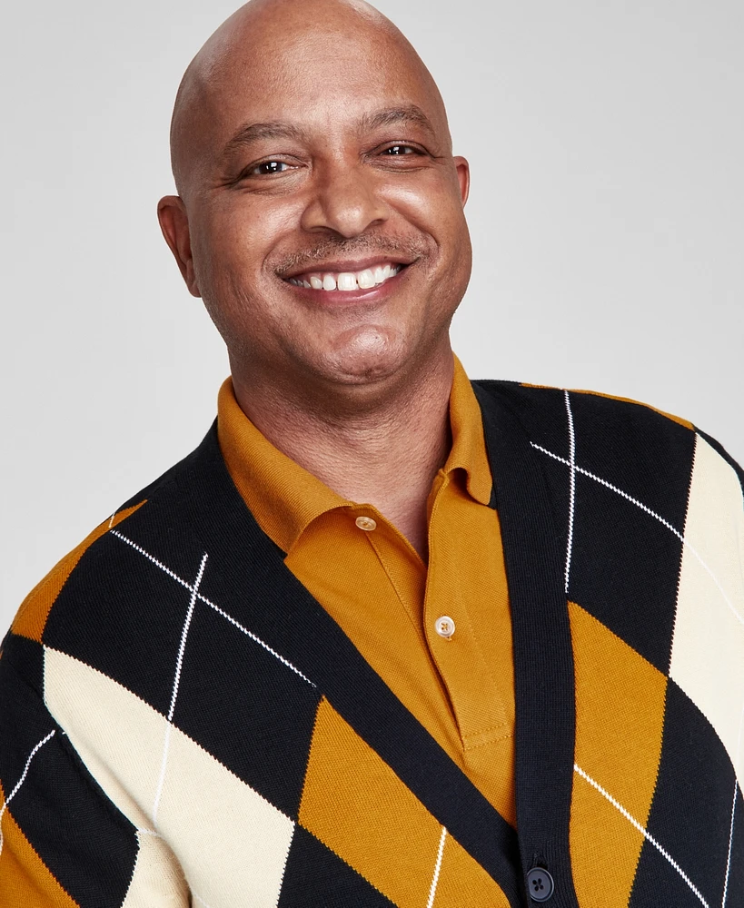 Club Room Men's Regular-Fit Argyle Cardigan