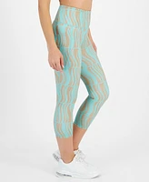 Id Ideology Women's Active Wavey-Print Cropped Compression Leggings, Created for Macy