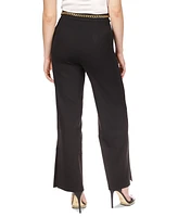 Michael Kors Petite Chain-Belt High-Rise Wide-Leg Pants