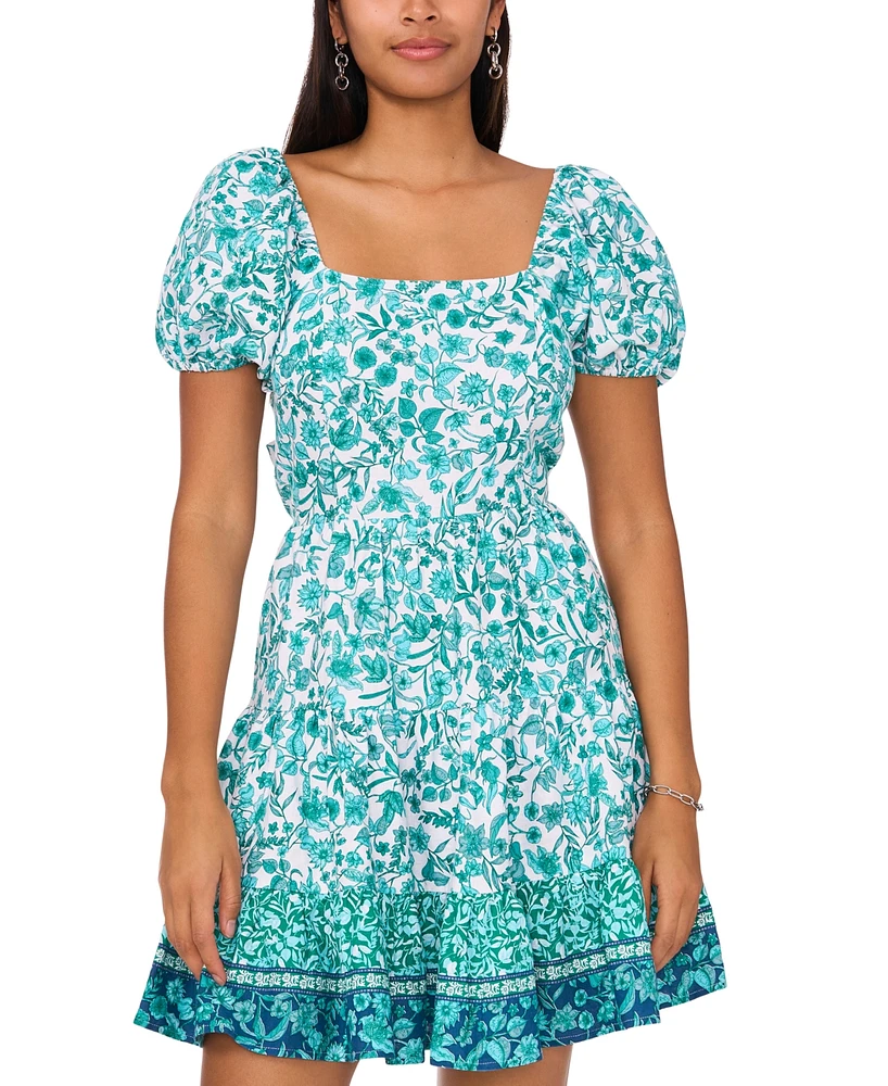 1.state Women's Printed Tie-Back Fit & Flare Dress