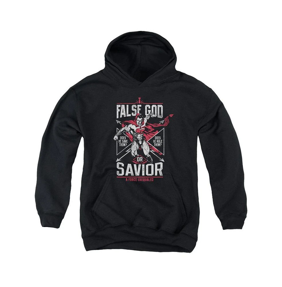 Batman V Superman Youth False God Or Savior Pull Over Hoodie / Hooded Sweatshirt