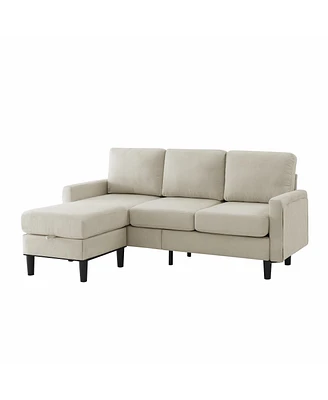 Simplie Fun 3 Seater L-Shaped Sofa Couch with Ottoman Storage