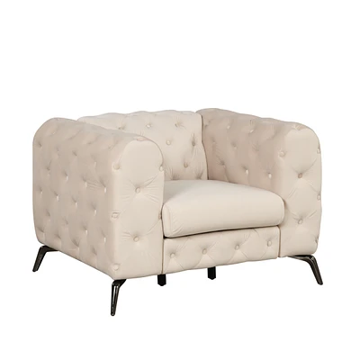 Simplie Fun 40.5" Velvet Upholstered Accent Sofa, Modern Single Sofa Chair With Button Tufted Back