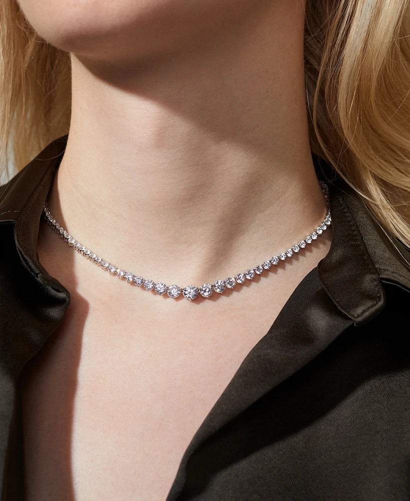 Eliot Danori Rhodium-Plated Graduated Cubic Zirconia 16" Tennis Necklace, Created for Macy's