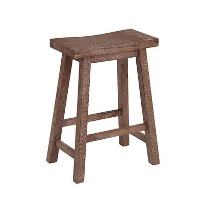 Simplie Fun Wooden Frame Saddle Seat Counter Height Stool With Angled Legs, Brown