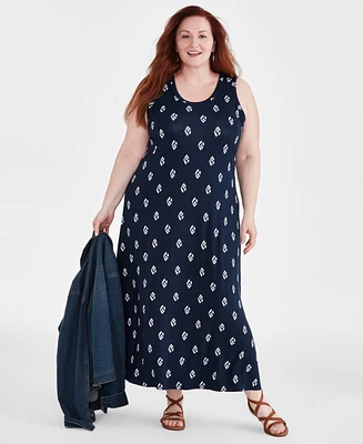 Style & Co Plus Size Printed Sleeveless Maxi Dress, Created for Macy's