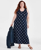 Style & Co Plus Size Printed Sleeveless Maxi Dress, Created for Macy's