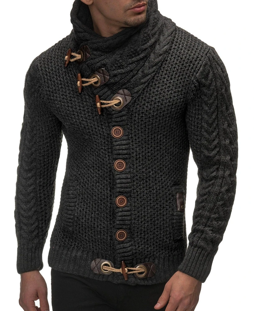 Leif Nelson Men's Knitted Turtleneck Jacket - Winter Cardigan Sweaters for Men