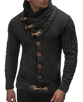 Leif Nelson Men's Knitted Turtleneck Winter Cardigan Sweaters for Men