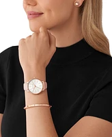 Michael Kors Women's Pyper Three-Hand Blush Leather Watch 38mm and Jewelry Gift Set