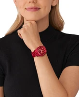 Michael Kors Women's Runway Chronograph Red Coated Stainless Steel Bracelet Watch 38mm