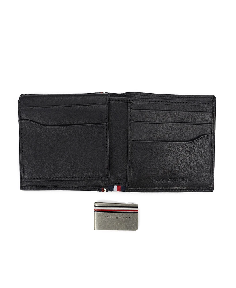 Tommy Hilfiger Men's Rfid Global Striped Passcase Wallet and Money Clip Set