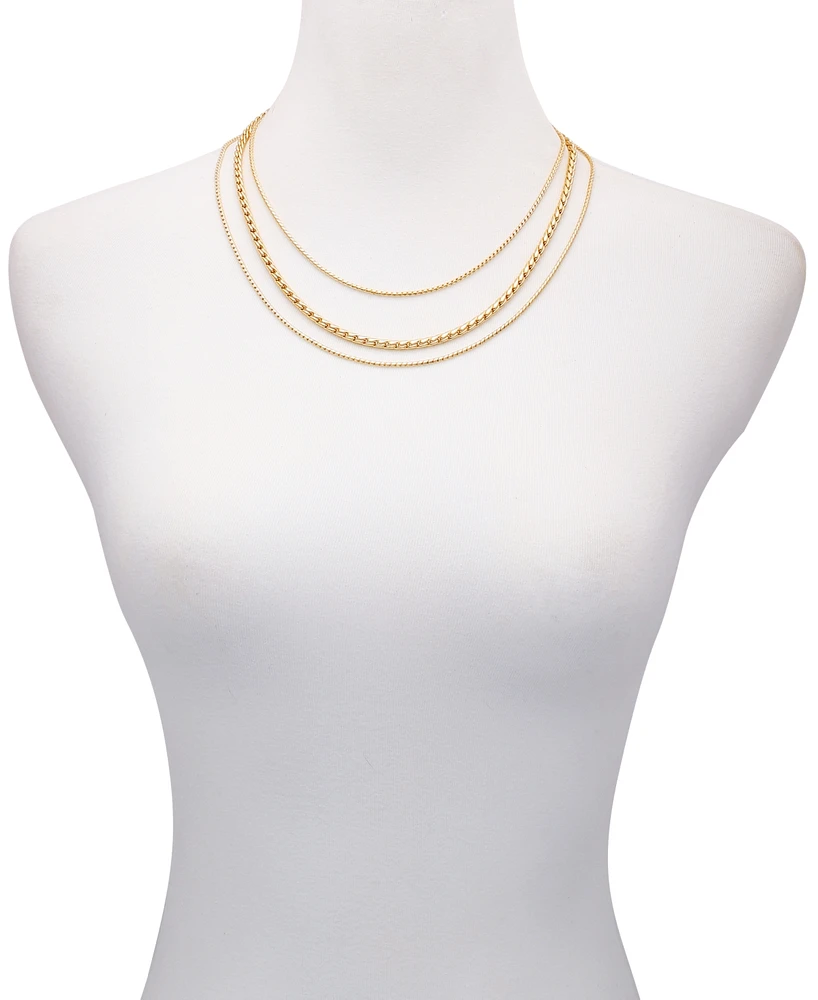 Vince Camuto Gold-Tone Tri-Layered Chain Necklace