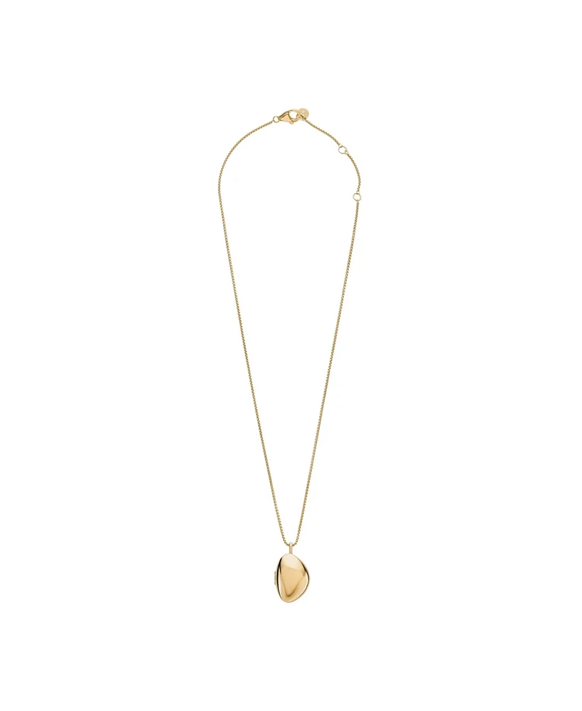 Skagen Women's Anja Pebble Locket Gold-Tone Stainless Steel Chain Necklace, SKJ1752710