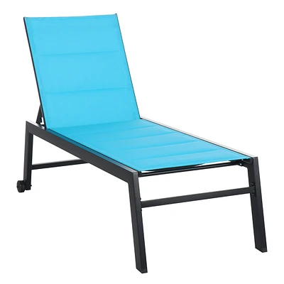 Simplie Fun Blue Outdoor Chaise Lounge with Recliner Mechanism