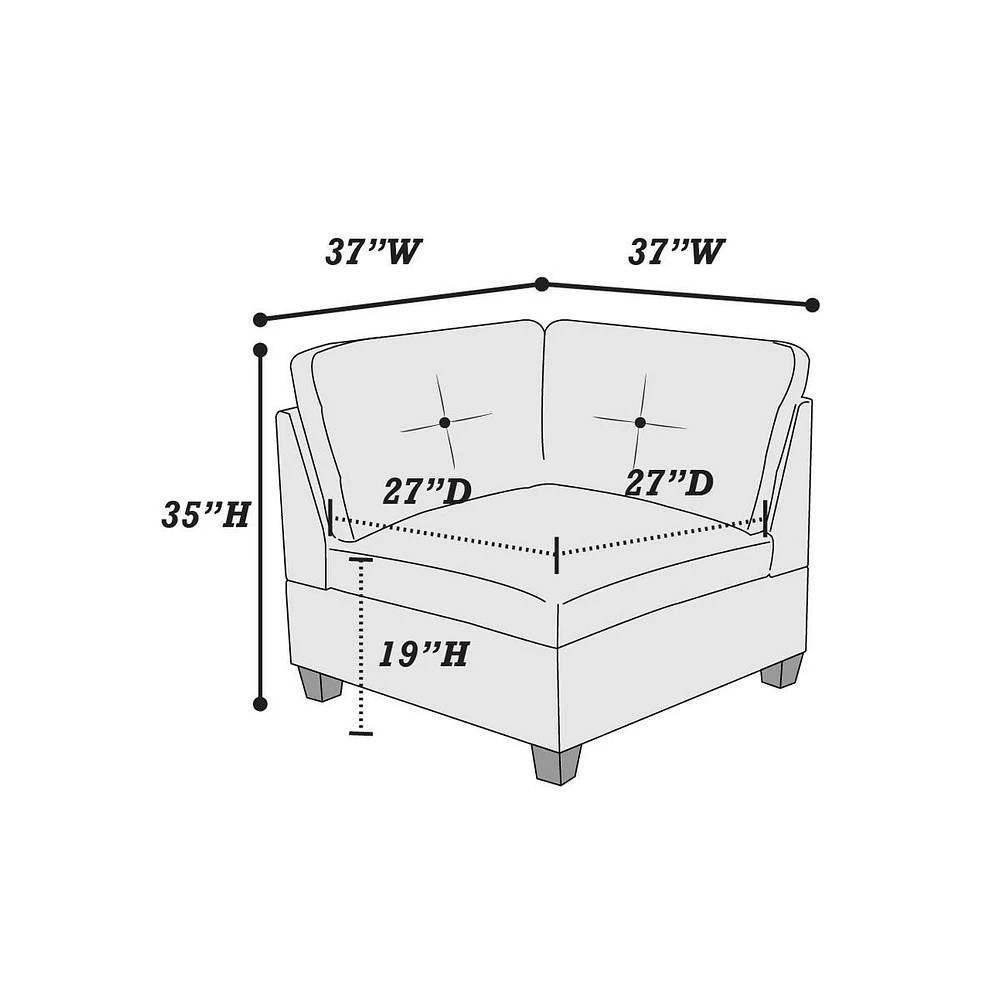 Simplie Fun Modular Living Room Furniture Corner Wedge Chenille Fabric 1 Piece Cushion Wedge Sofa Couch