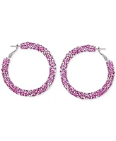 Guess Large Crushed Stone Hoop Earrings, 2.12"