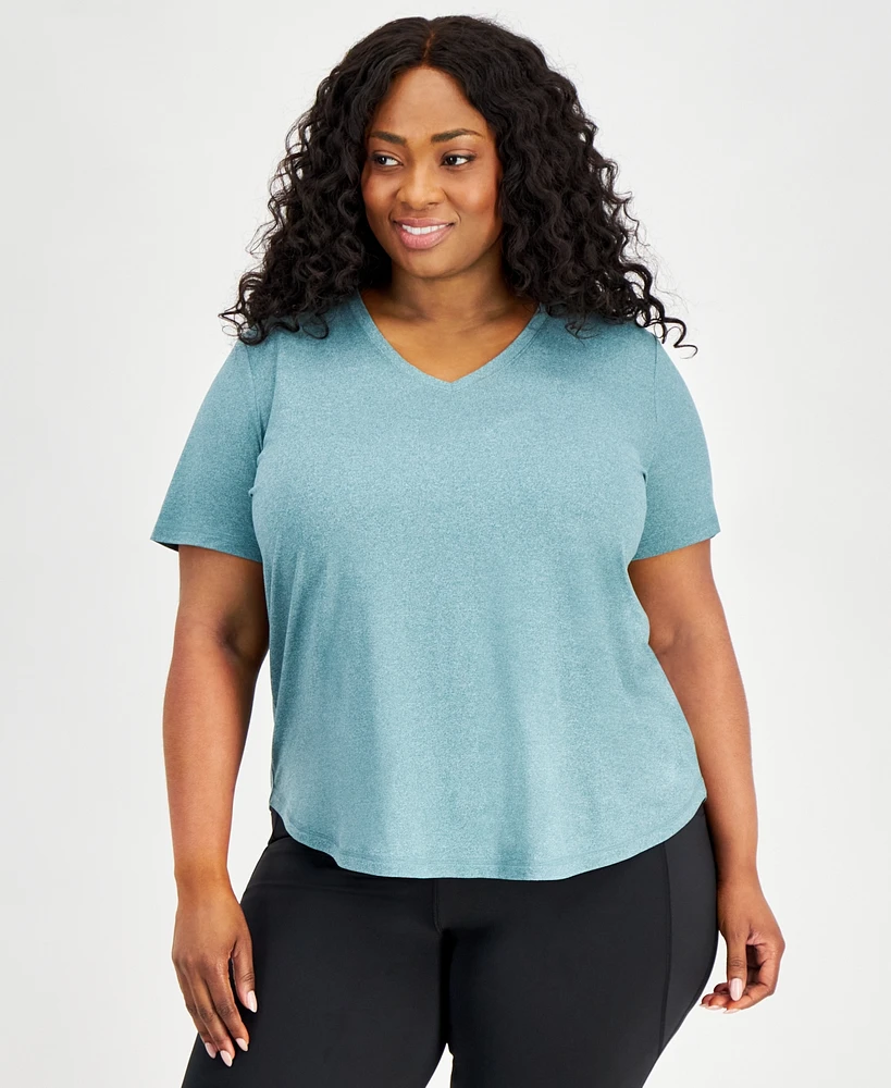 Id Ideology Plus Curved-Hem V-Neck Top, Created for Macy's