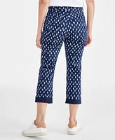 Style & Co Women's Printed Mid-Rise Curvy Roll Cuff Capri Jeans, Created for Macy's