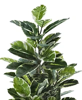 Monarch Specialties 52" Indoor Artificial Floor Rubber Tree with Black Pot