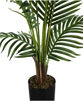 Monarch Specialties 57" Indoor Artificial Floor Palm Tree with Black Pot