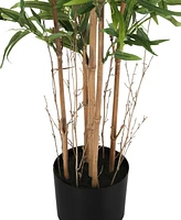 Monarch Specialties 50" Indoor Artificial Floor Bamboo Tree with Black Pot