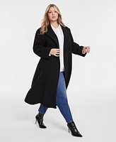 Dkny Plus Notched-Collar Double-Breasted Wrap Coat