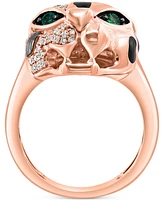 Effy Diamond (1/3 ct. t.w.) & Emerald Accent Panther Head Ring in 14k Rose Gold