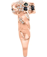 Effy Diamond & Emerald Accent Panther Ring (1/3 ct. t.w.) in 14k Rose Gold