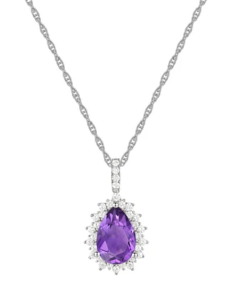 Lab-Grown Opal (1 ct. t.w.) & White Sapphire (1/2 18" Pendant Necklace 14k Rose Gold-Plated Sterling Silver (Also