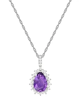Lab-Grown Opal (1 ct. t.w.) & White Sapphire (1/2 18" Pendant Necklace 14k Rose Gold-Plated Sterling Silver (Also