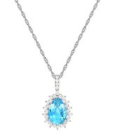 Amethyst (2-1/2 ct. t.w.) & Lab-Grown White Sapphire (1/2 ct. t.w.) Pear Halo 18" Pendant Necklace in Sterling Silver (Also in Blue Topaz)