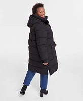 Bcbgmaxazria Plus Hooded Pillow-Collar Puffer Coat