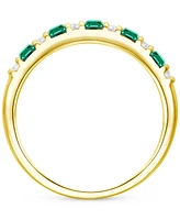 Lab-Grown Emerald (3/8 ct. t.w.) & Lab-Grown White Sapphire (1/8 ct. t.w.) Band in 14k Gold-Plated Sterling Silver (Also in Lab-Grown Blue Sapphire &