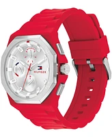 Tommy Hilfiger Men's Multifunction Red Silicone Watch 44mm