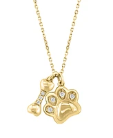 Effy Diamond Dog Paw & Bone 16" Pendant Necklace (1/20 ct. t.w.) in 14k Gold