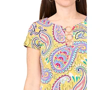 Msk Petite Paisley-Print O-Ring Shift Dress